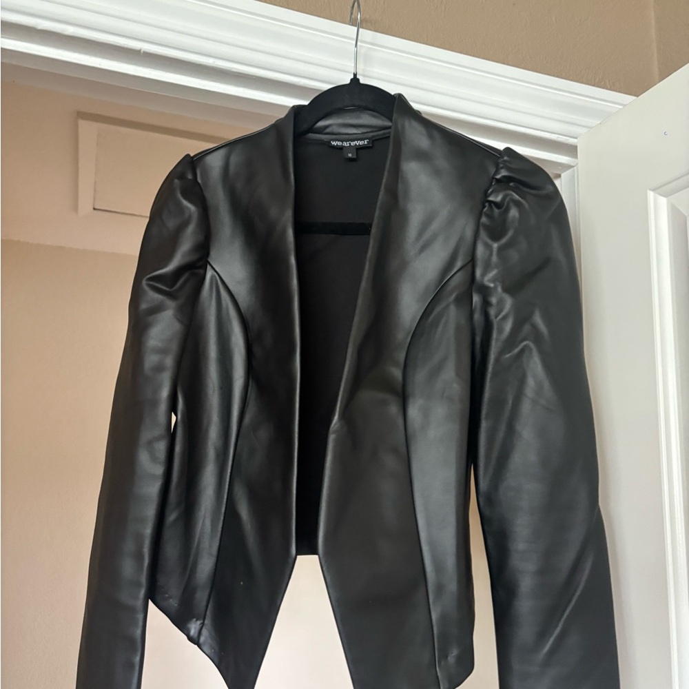 Black Faux Leather Blazer